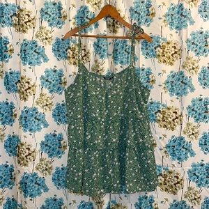 Shein Curve green floral tank top